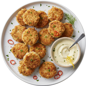 Mini crab cakes with lemon aioli